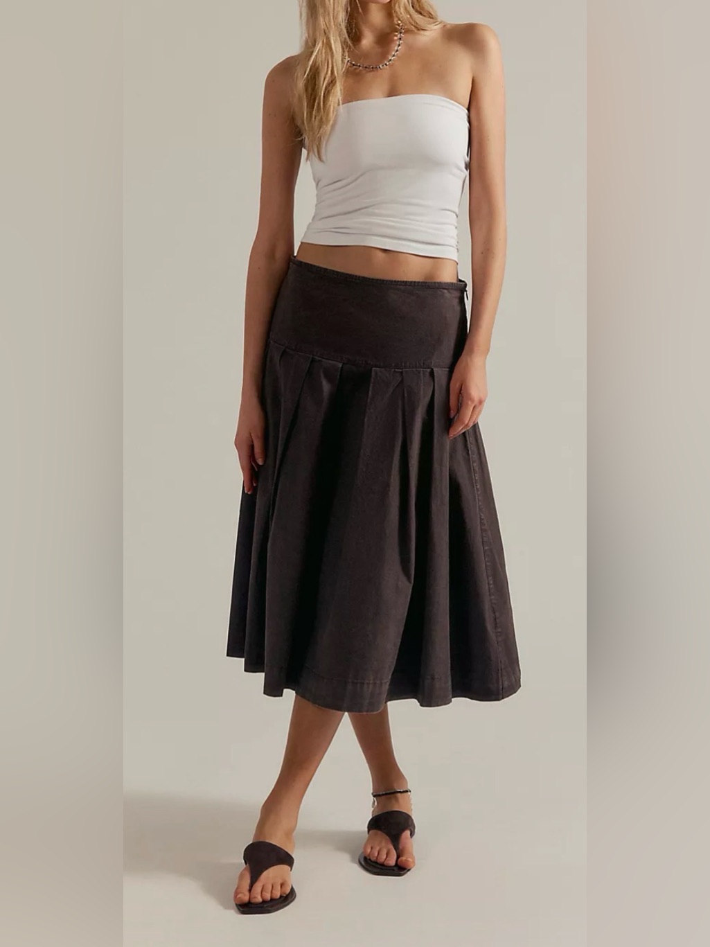 Free People We The Free Skipper Pleated Chino Midi Skirt